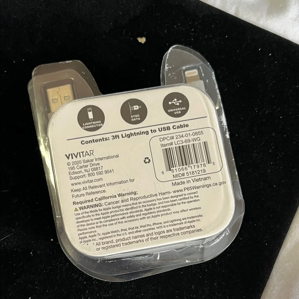 3FT White USB-A to Lightning Charger Cable